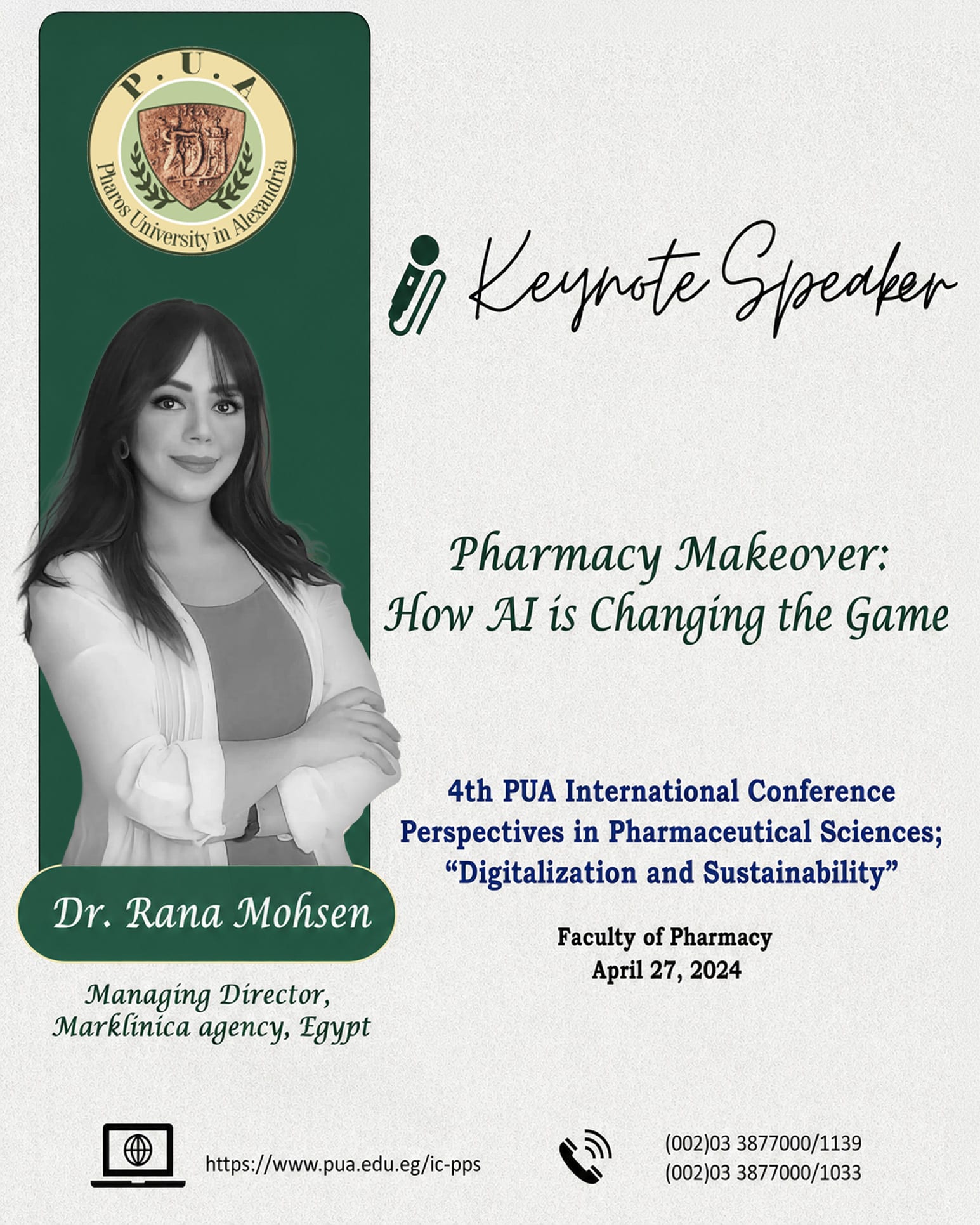 Dr. Rana Mohsen – Pharos University International Conference, AI Keynote Speaker